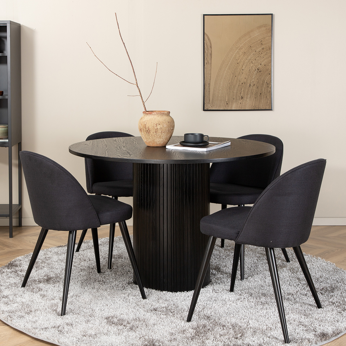 Spisegruppe Venture Home Bianca Rund Sort med 4 Valentina Stoler