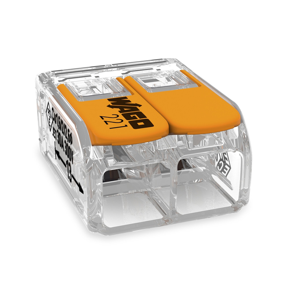 Anslutningsklämma Wago KL Transparent 221 Tjocklek koppartråd (mm2) 0,5-6, Antal anslutningspunkter: 2 st