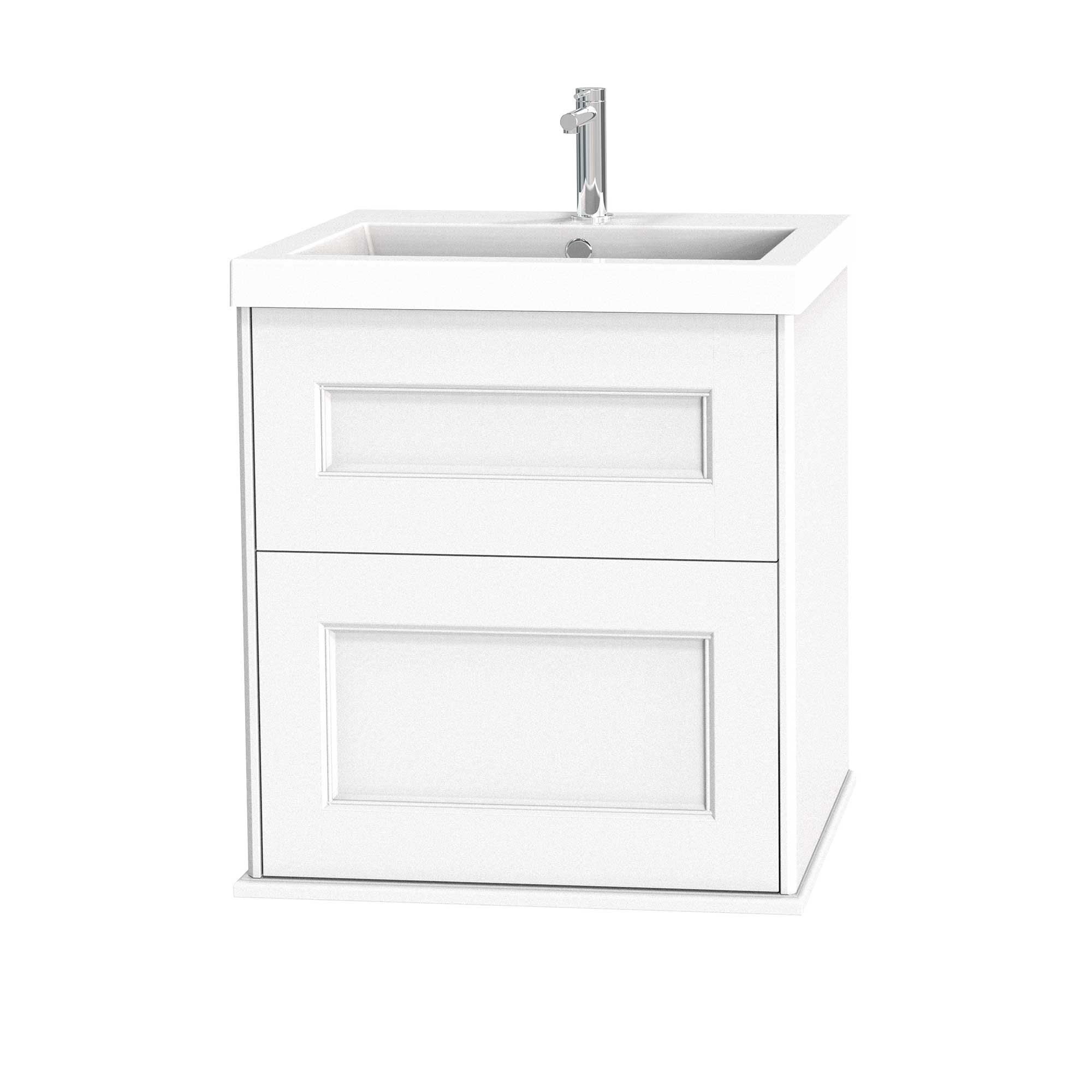 Tvättställsskåp Miller Badrum Kensington 60 med Lådor Vägghängd för Heltäckande Tvättställ