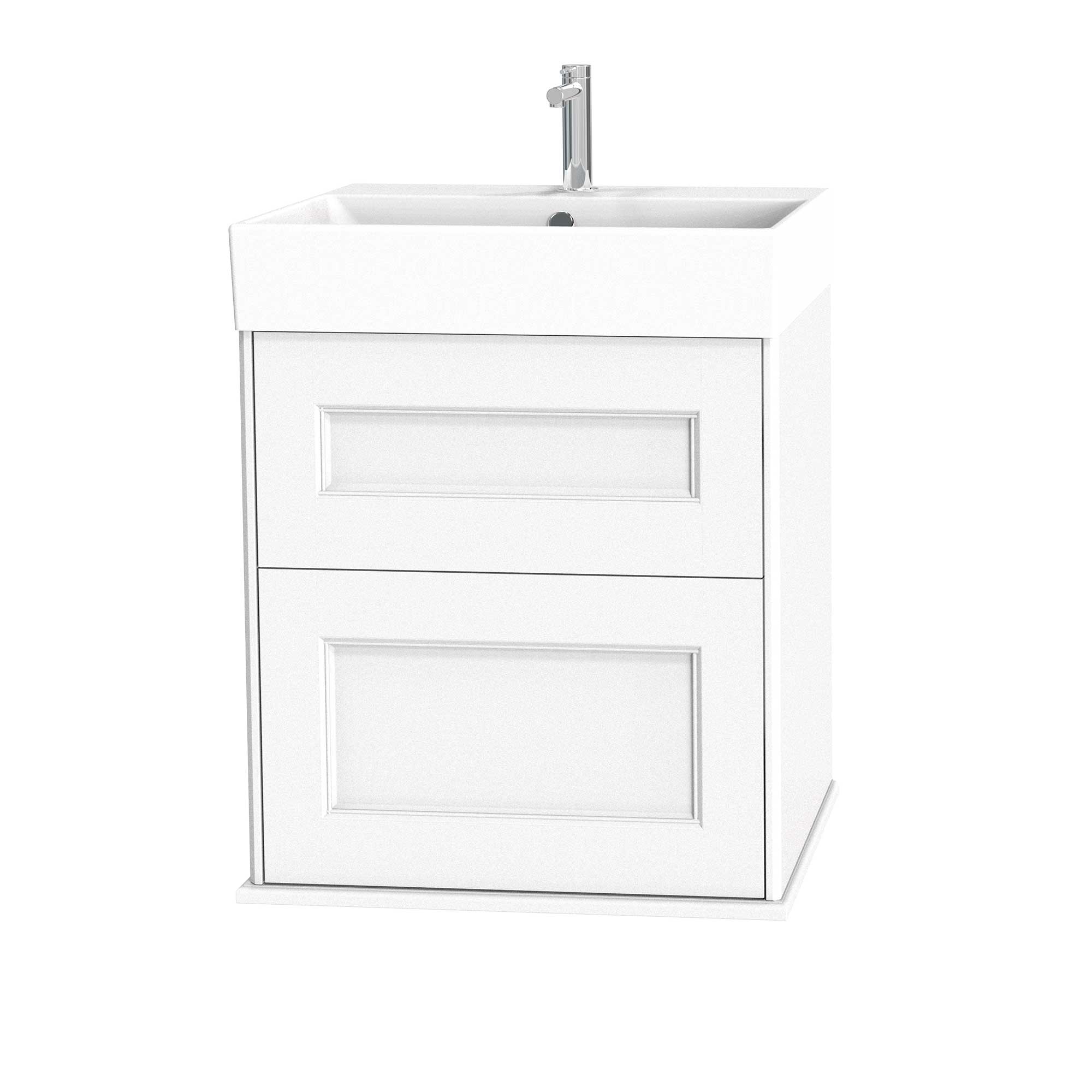 Tvättställsskåp Miller Badrum Kensington 60 med Lådor Vägghängd för Heltäckande Tvättställ