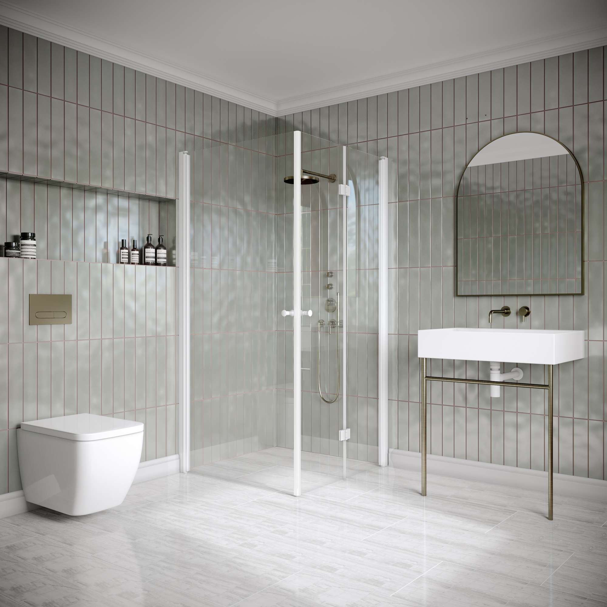 Duschhörn Hietakari Classic 149 Vändbar Dörr och Vikbar Dörr 805x895x1900 mm, Klarglas, Vita profiler - Installation/montering finns att köpa till