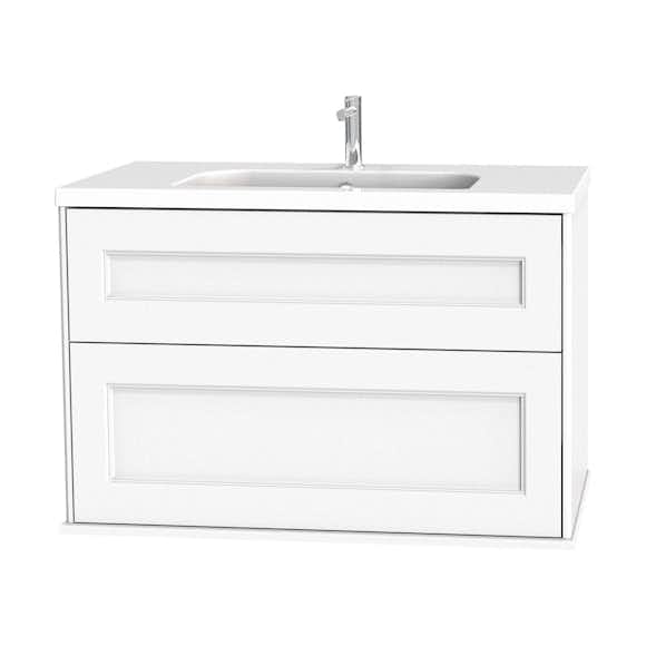 Tvättställsskåp Miller Badrum Kensington 100 med Lådor Vägghängd för Heltäckande Tvättställ