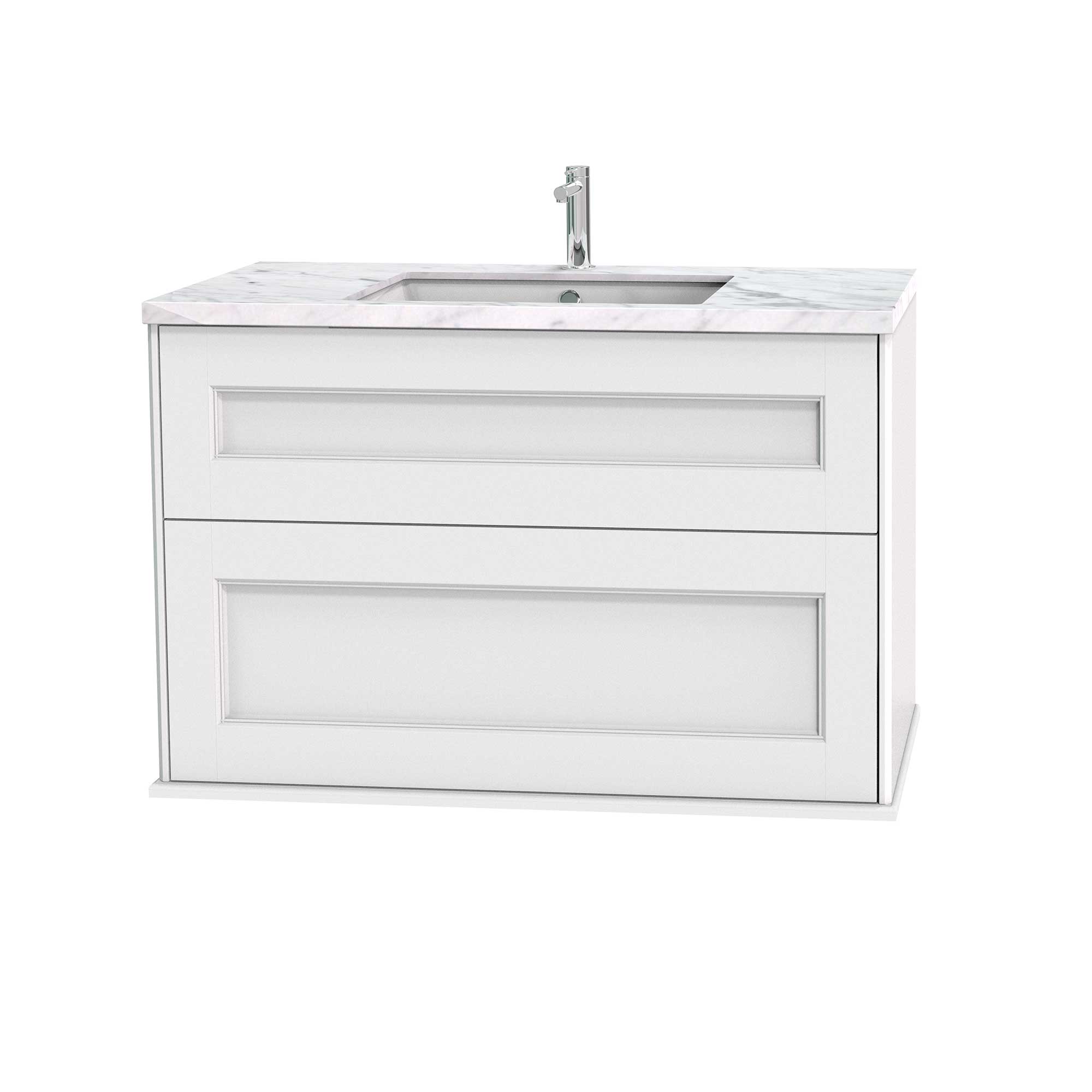 Tvättställsskåp Miller Badrum Kensington 100 med Lådor Vägghängd för Bänkskiva