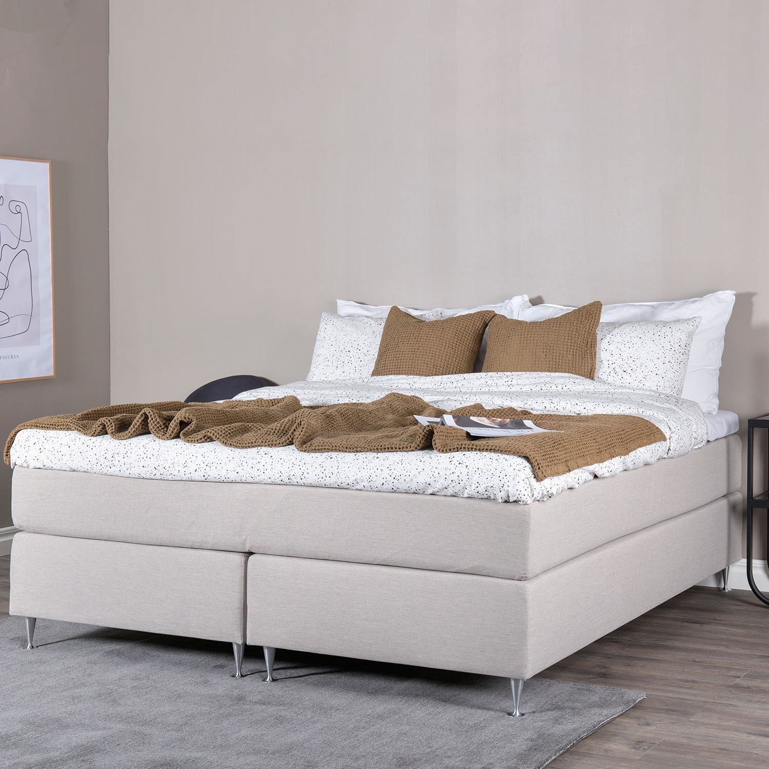 Kontinentalsäng Venture Home Fritz i Tyg Beige, 180 cm