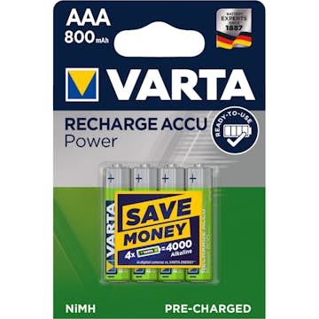 Batterier Varta Recharg. AAA 800 mAh 4-pk