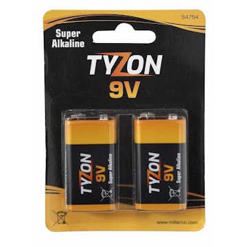 Batterier Tyzon 9 V Superalkalisk 2 stk