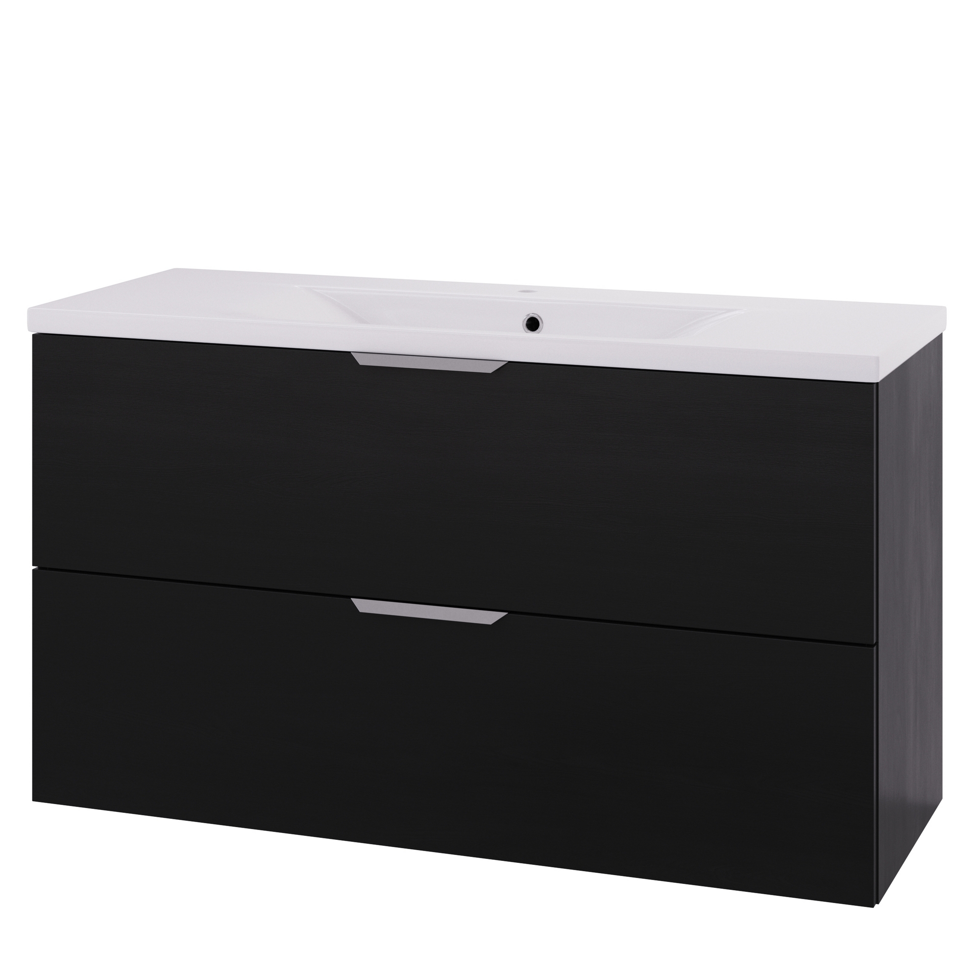 Servantskap Linn Bad Selma 120 cm Sentrert med 2 Skuffer Eikefiner Svart Eikefiner, Sentrert