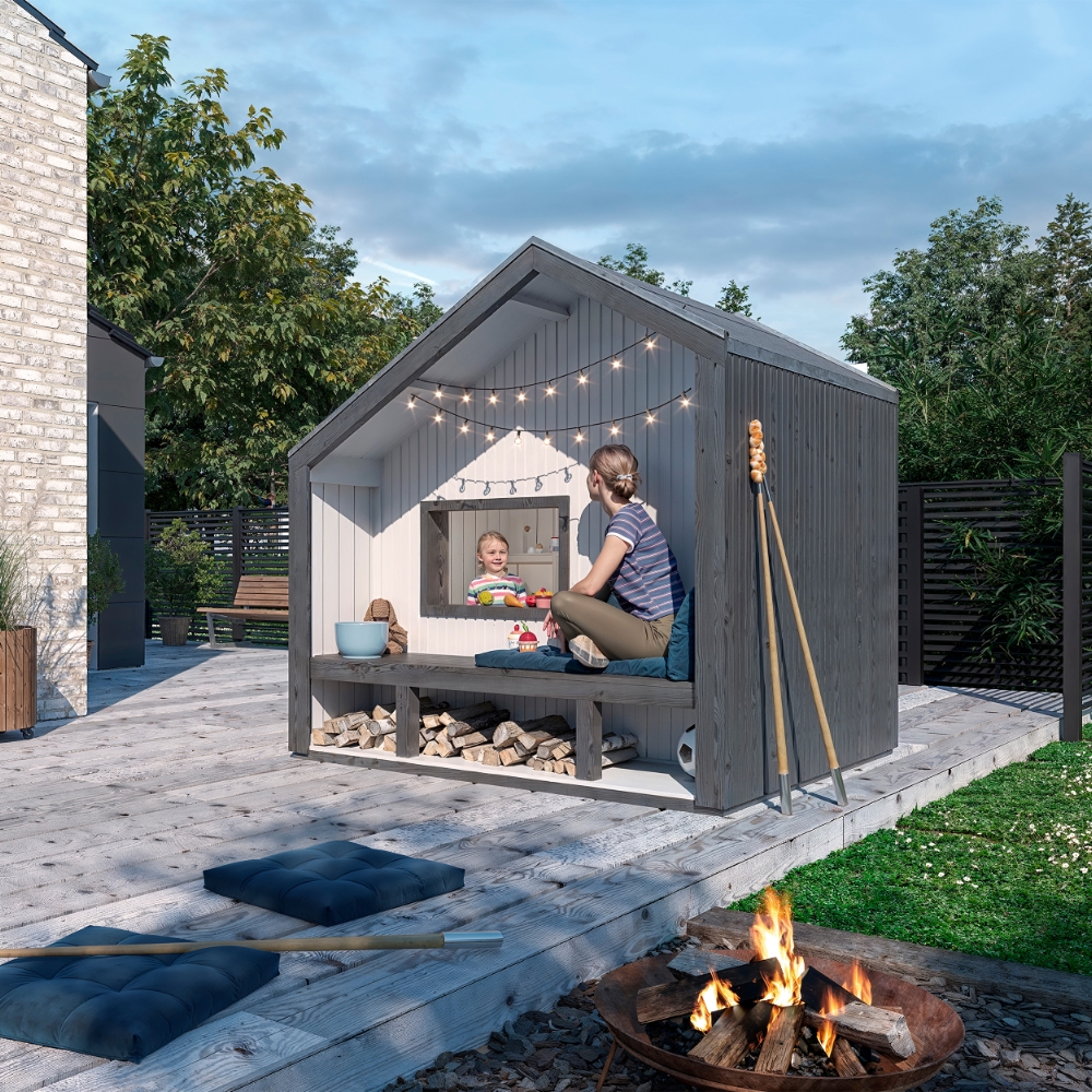 Lekestue PLUS Cozy 184 x 208 cm Ubehandlet med Benk