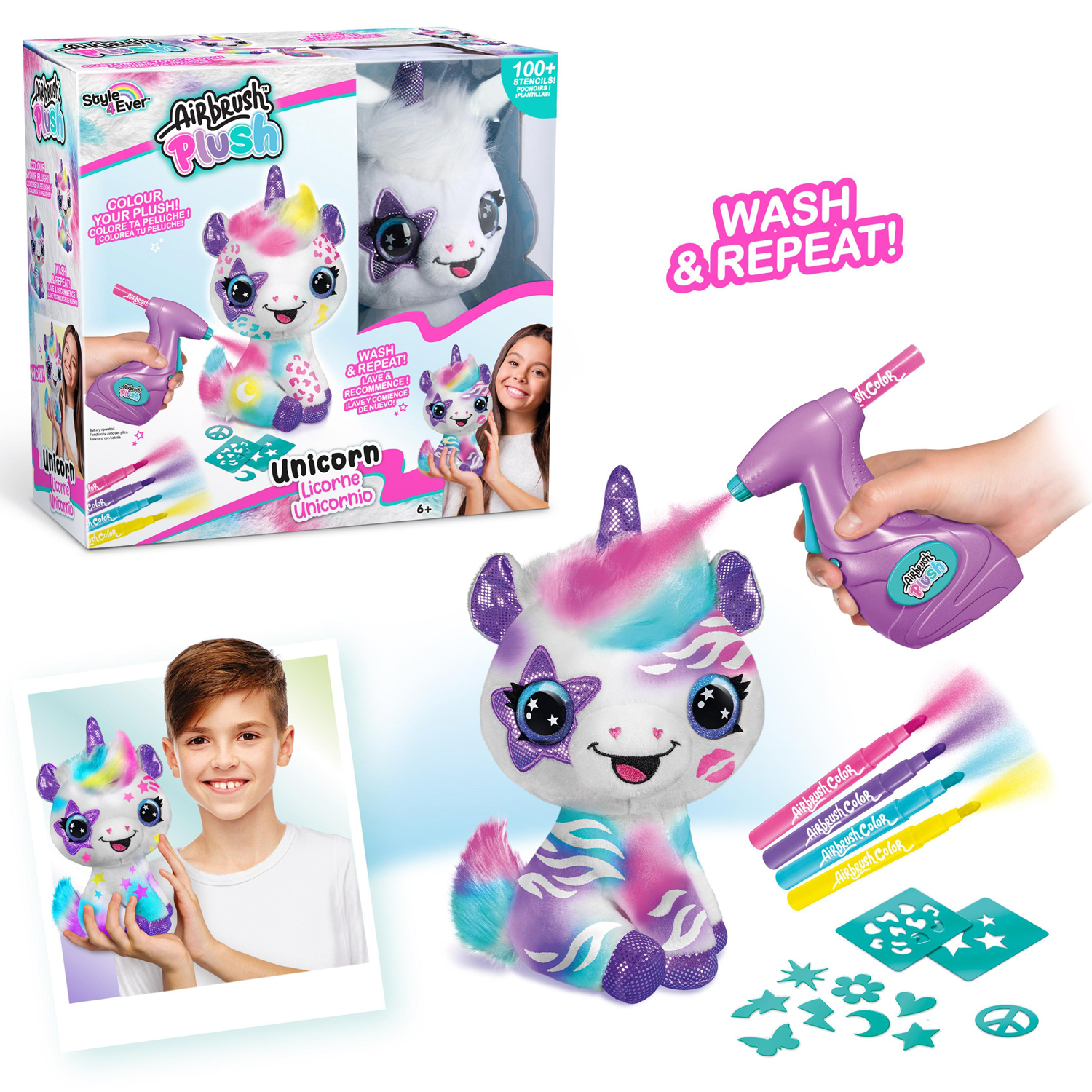Gosedjur AMO TOYS Airbrush Plush Unicorn