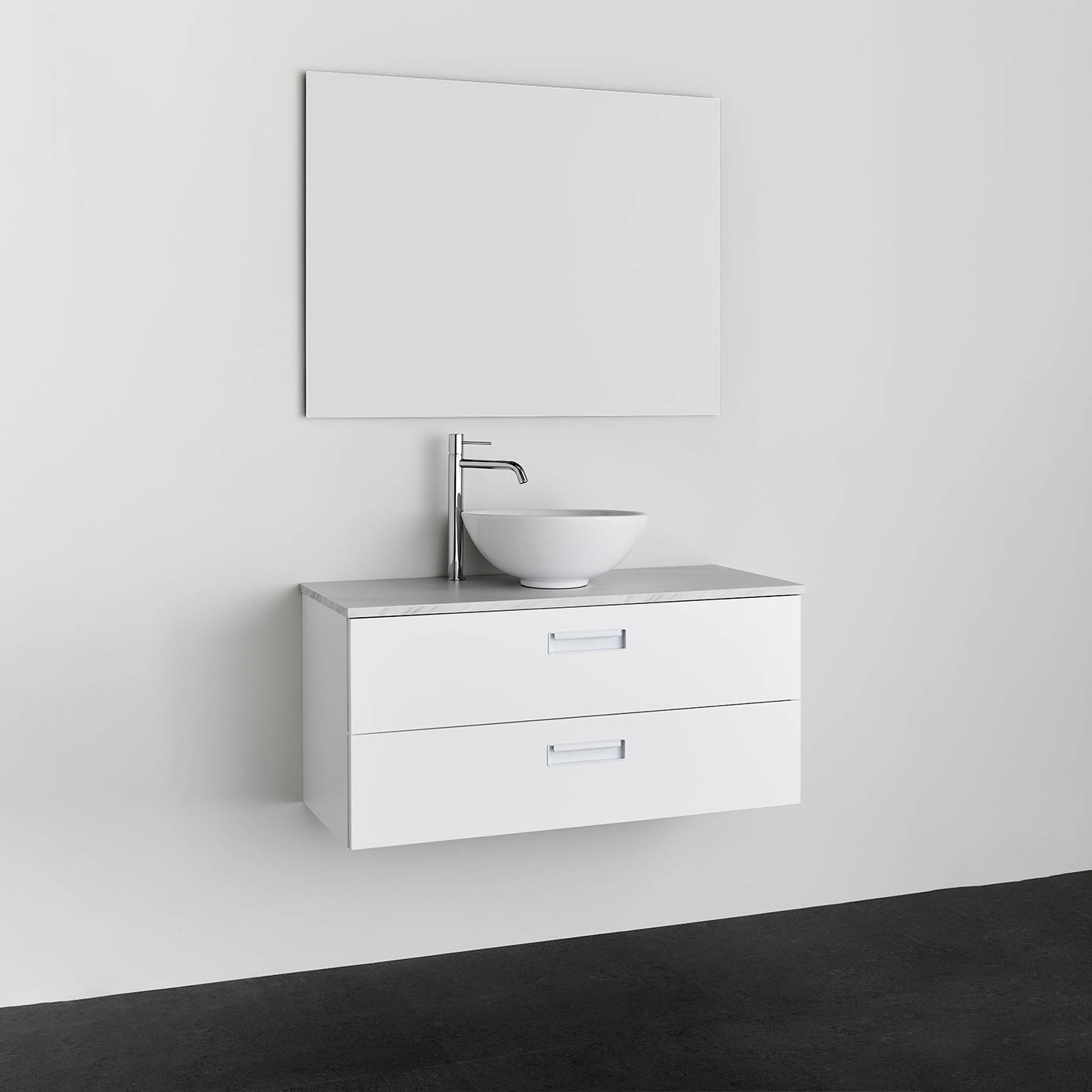 Tvättställsskåp Noro Relounge Vit Med Bänkskiva Ljus Marmor