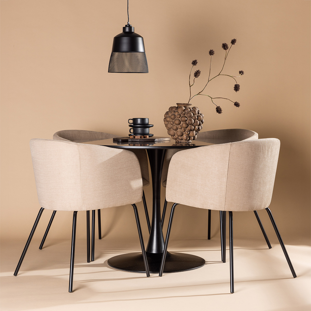 Spisegruppe Venture Home Glade Ø 100 cm med 4 Berit Stoler