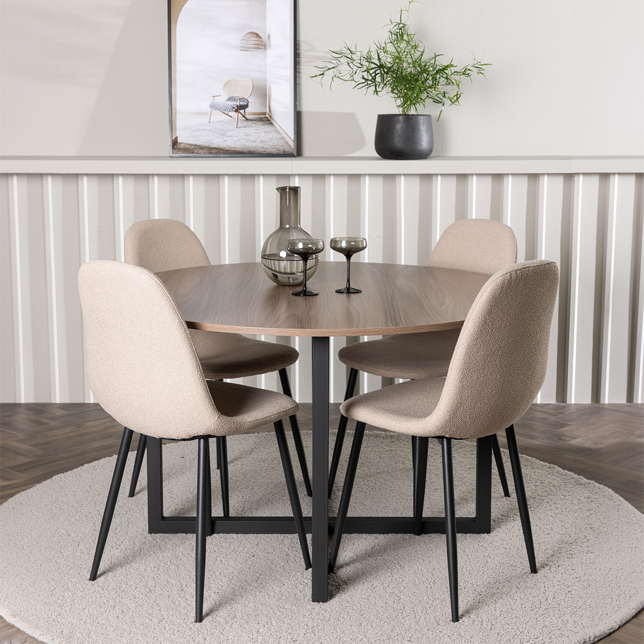 Spisegruppe Venture Home Durango Ø120 cm med 4 stk Polar Stoler