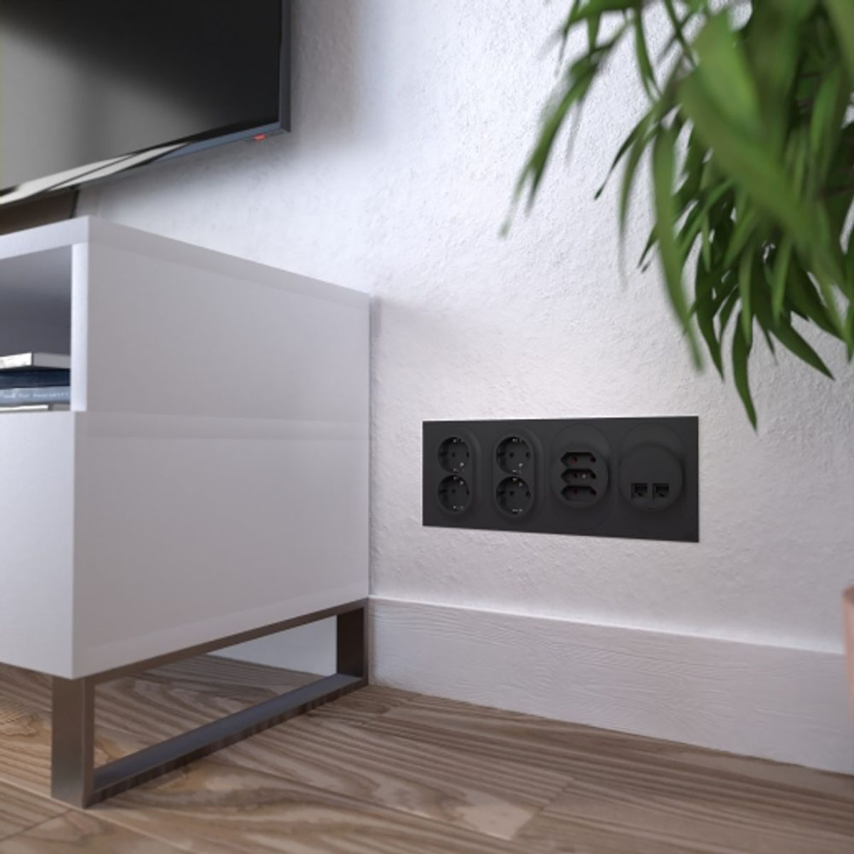 Ramme Elko One 4-Delt Strømbryter Kombinasjonsmontasje