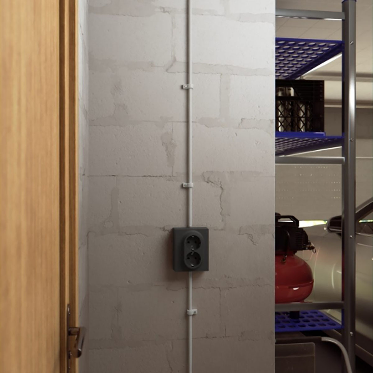 Vegguttak Elko One 2-veis Jordet Hurtigkobling