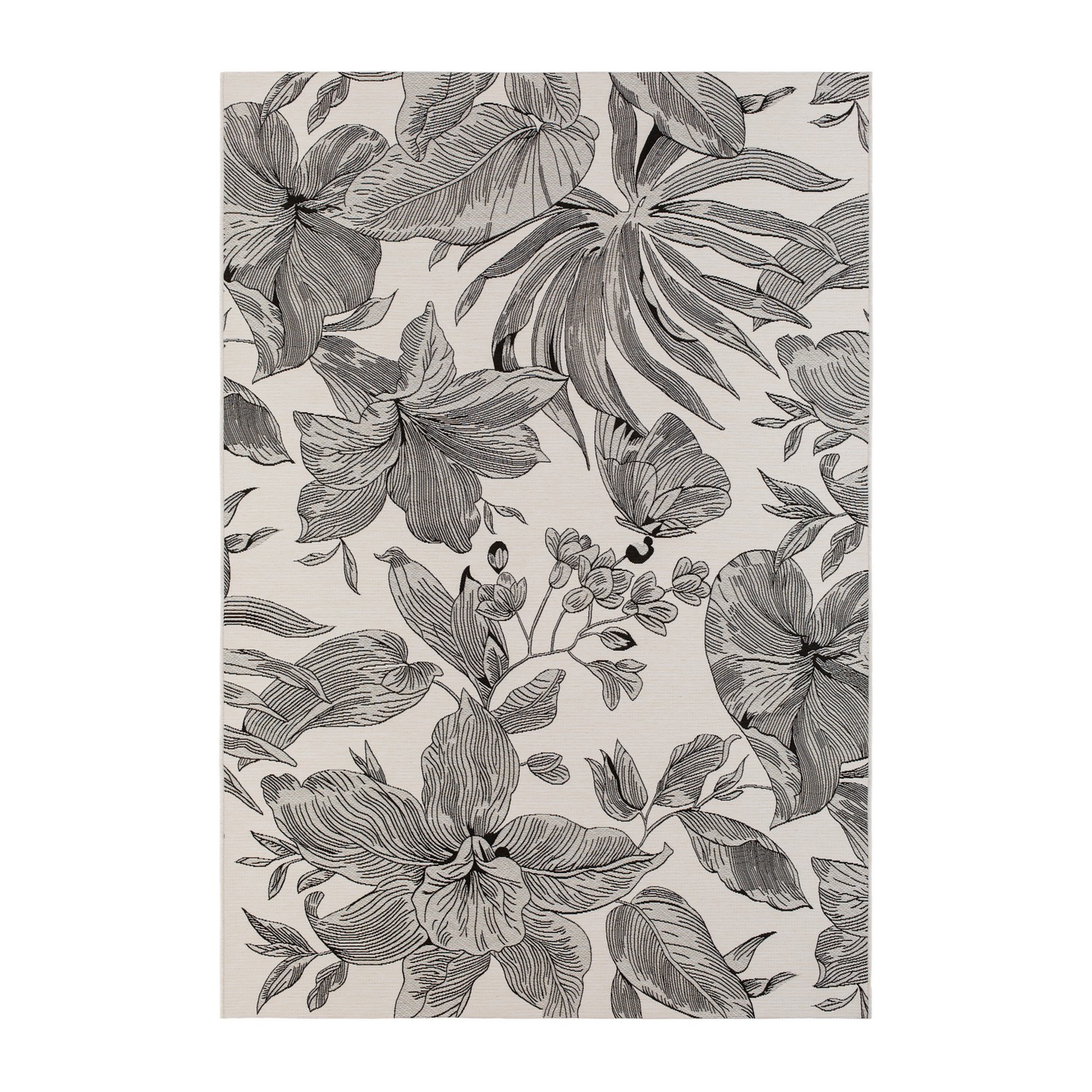 Utomhusmatta Arkiio Domani Flower Vit, 200x290 cm