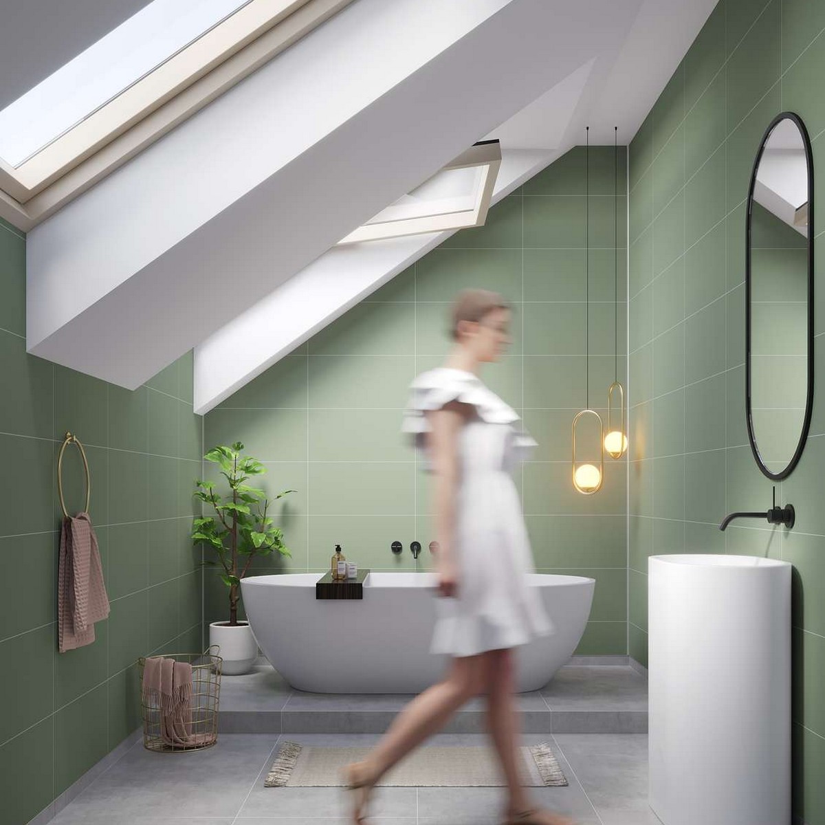 Baderomspanel Fibo 5206-6030 EM Olivegreen