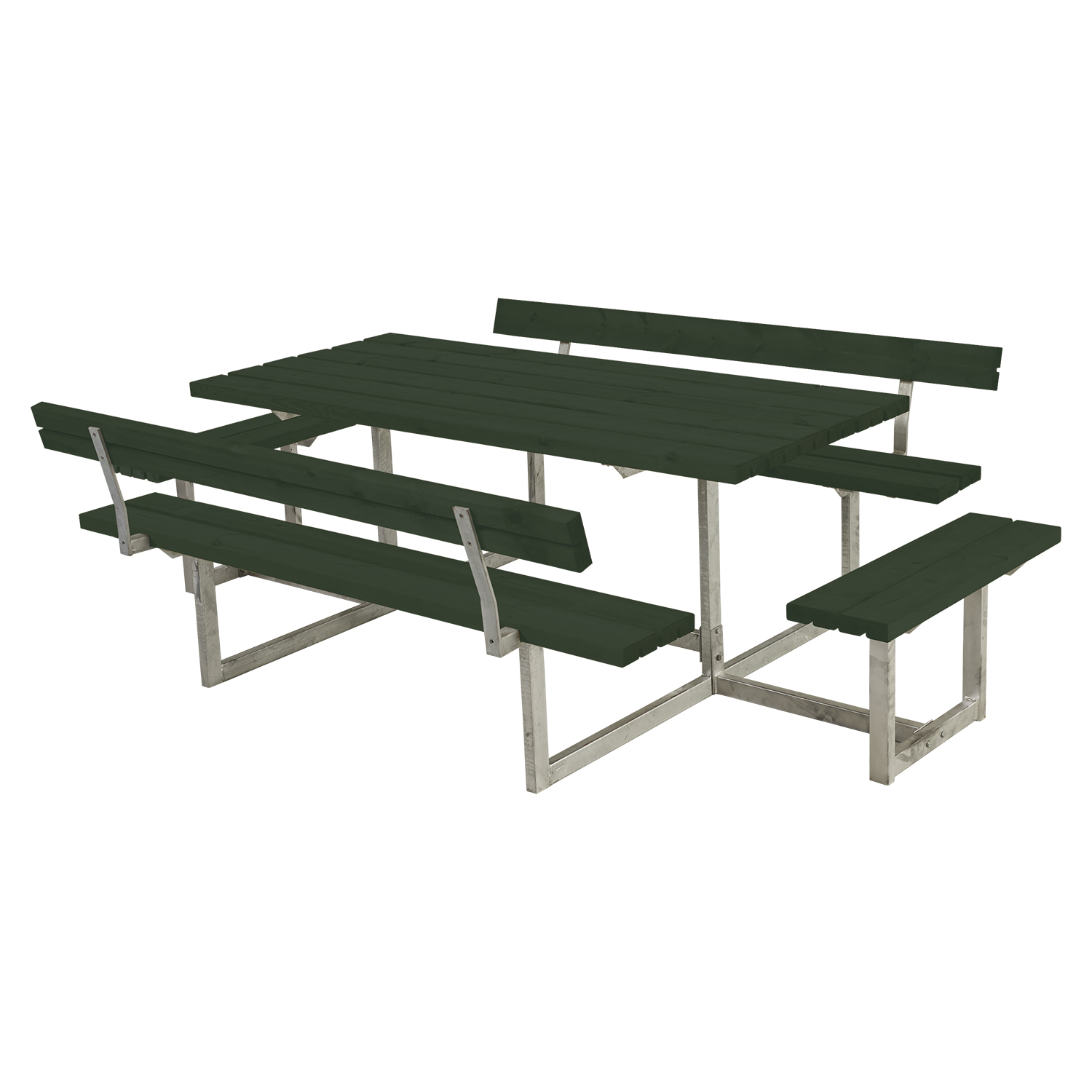 Picknickbord PLUS Basic med Påbyggnad 260 cm Grön Med ryggstöd