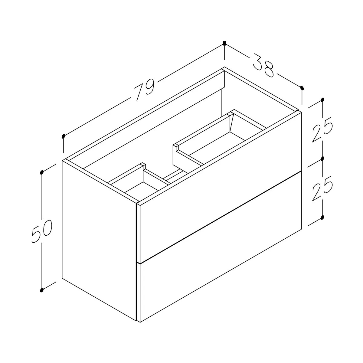 Servantskap Korsbakken Pine 2 Skuffer