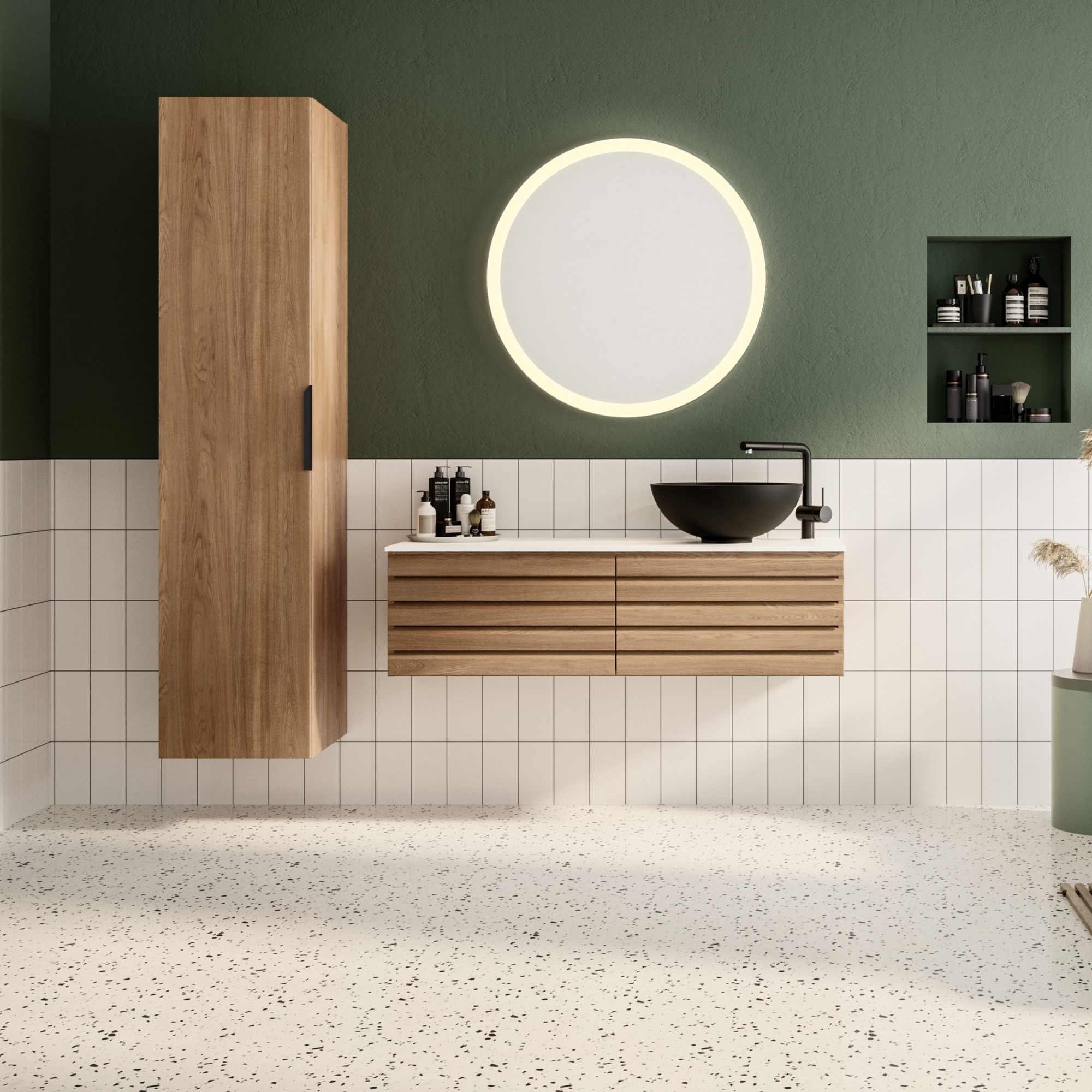 Høyskap Linn Bad Selma 40 cm med Hyller og Skuffer