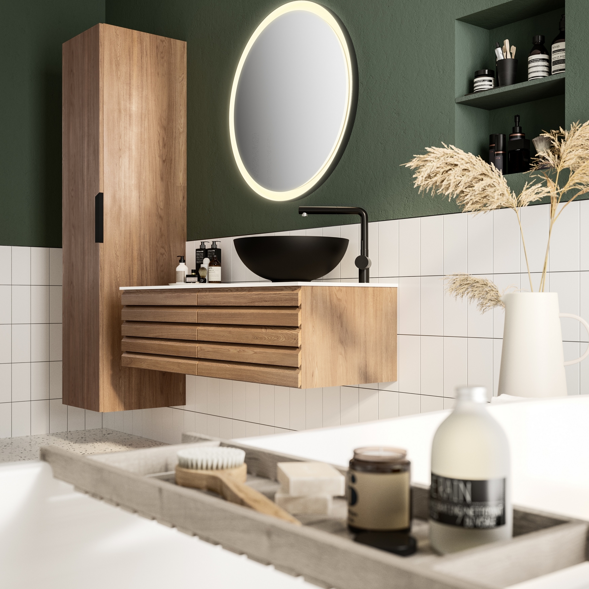 Høyskap Linn Bad Selma 40 cm med Hyller og Skuffer