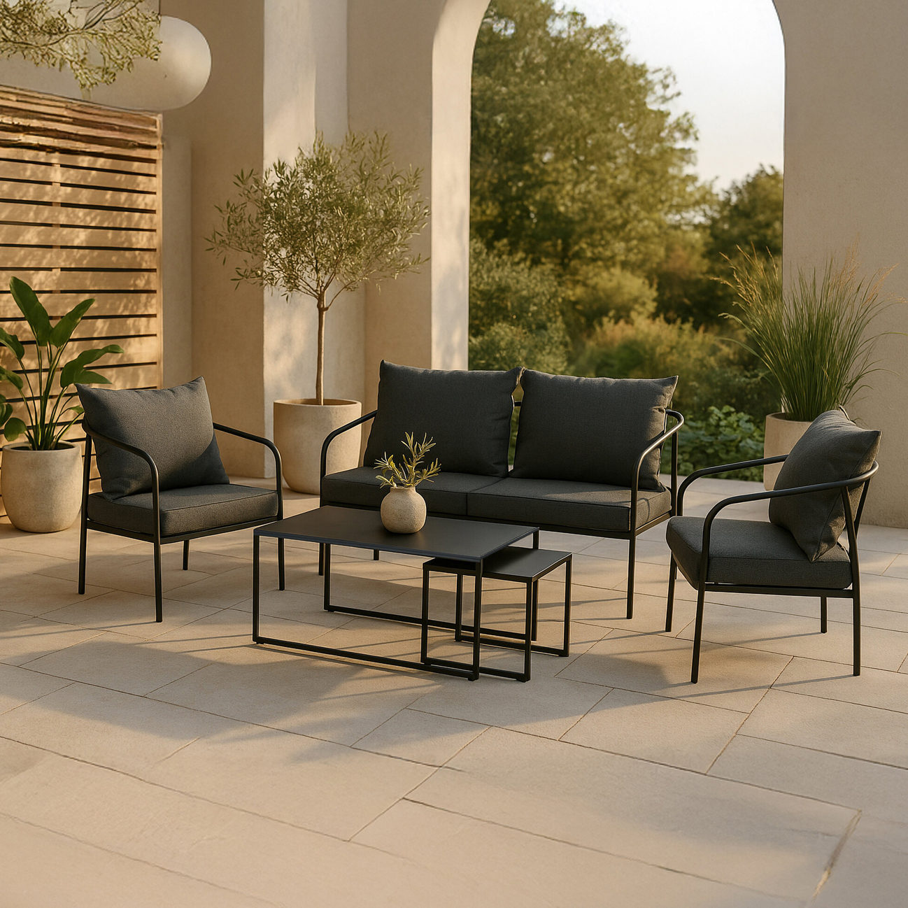 Hagegruppe Venture Home Stina med Bord og Dynor