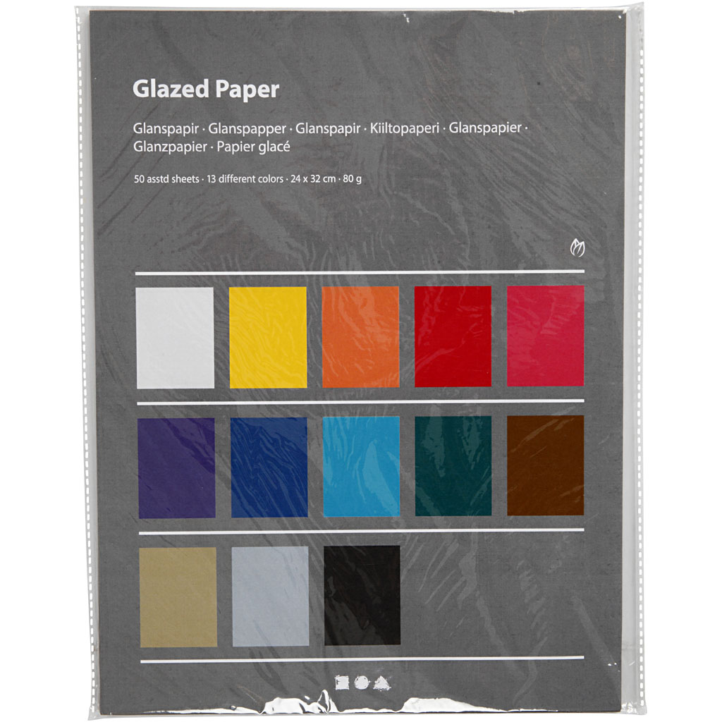 Glanspapir Creativ Company Ass Farger 24x32 cm 80 g 50 Ark/1 Pk