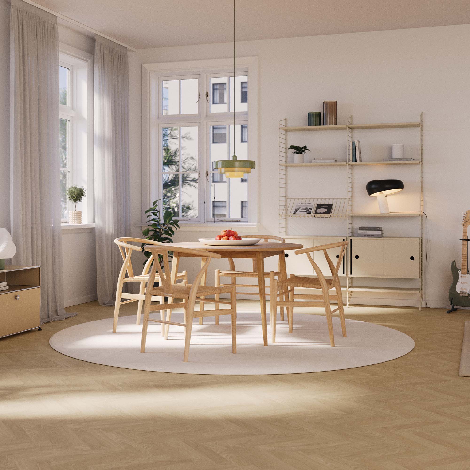 Tregulv Bjelin Herdet Eik Sigtuna Classic Fiskeben Misty White