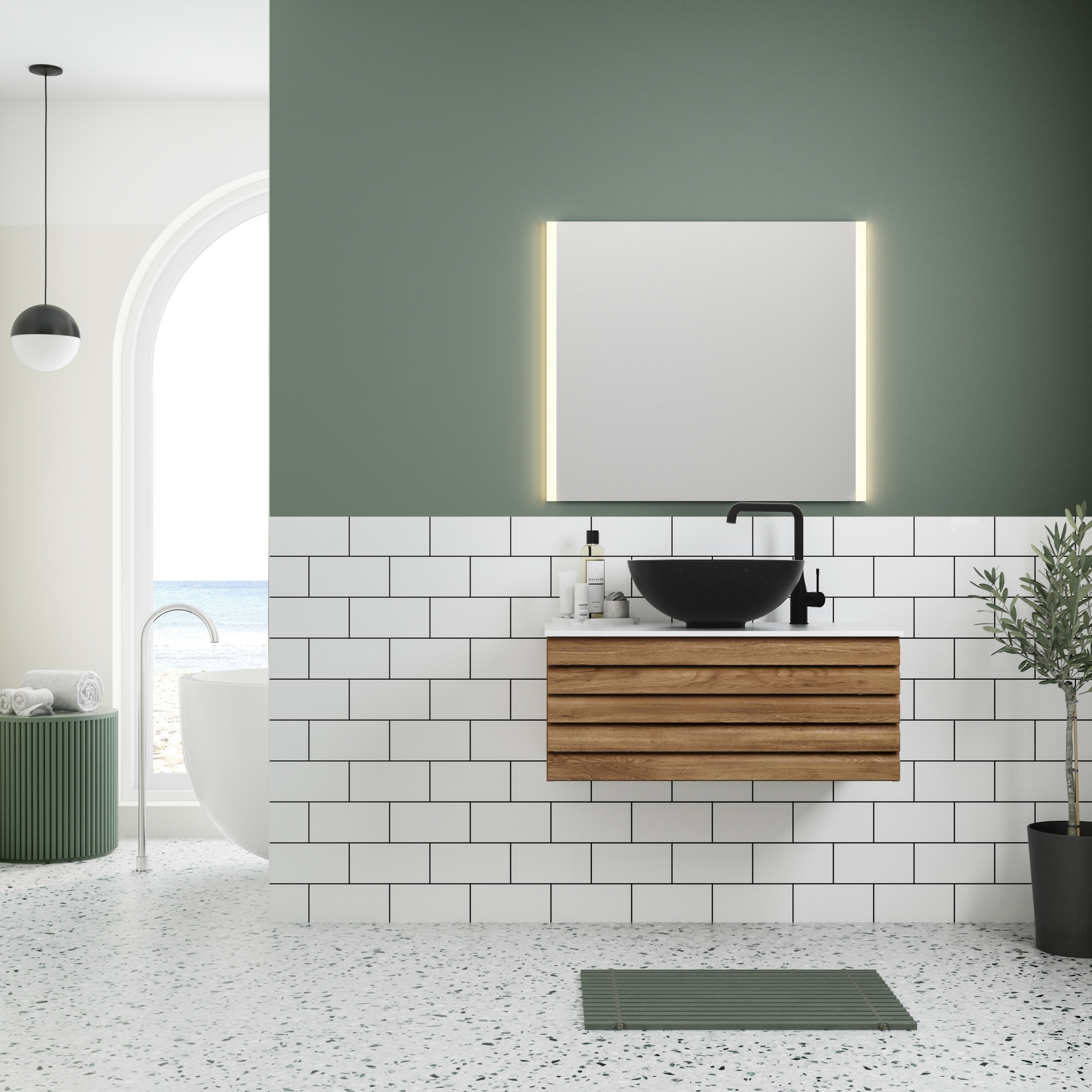 Servantskap Linn Bad Selma 80 cm 1 Skuff