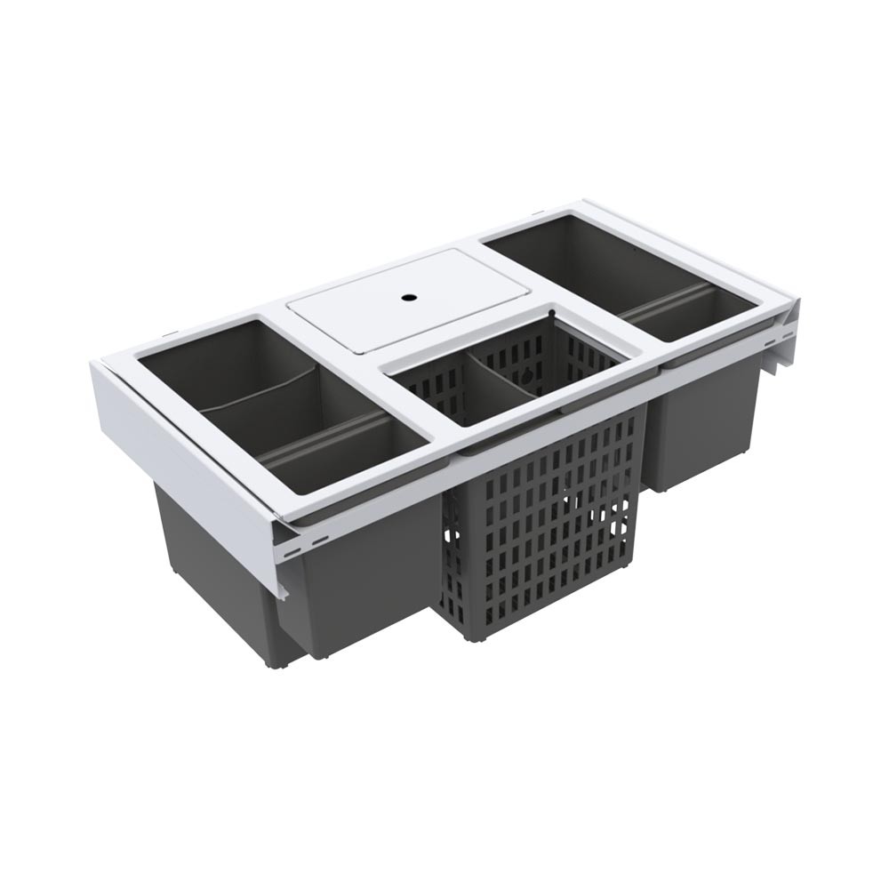 Källsorteringskärhållare Beslag Design Hide 800 Hero Vit