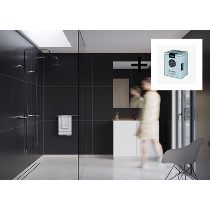 Baderomspanel Fibo 2024-M6080 S Black med Monteringsskruer