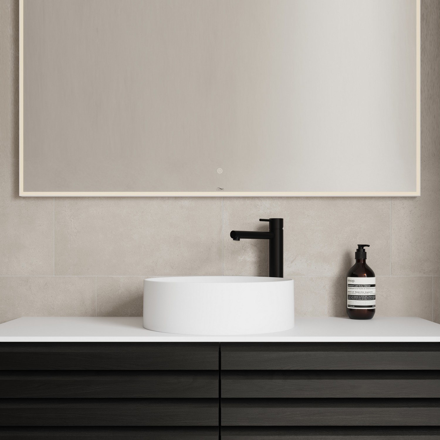 Speil Linn Bad Vange med Lysramme