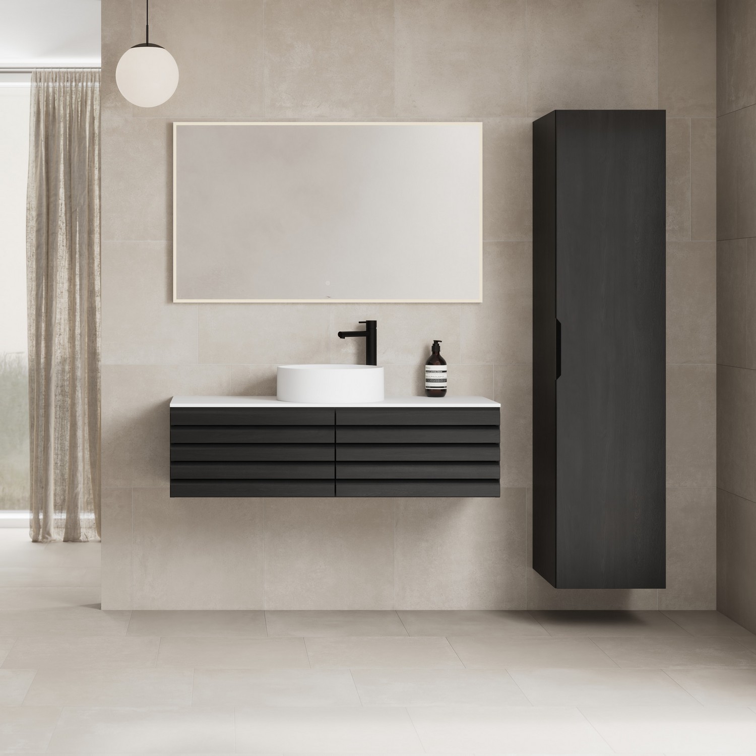 Speil Linn Bad Vange med Lysramme