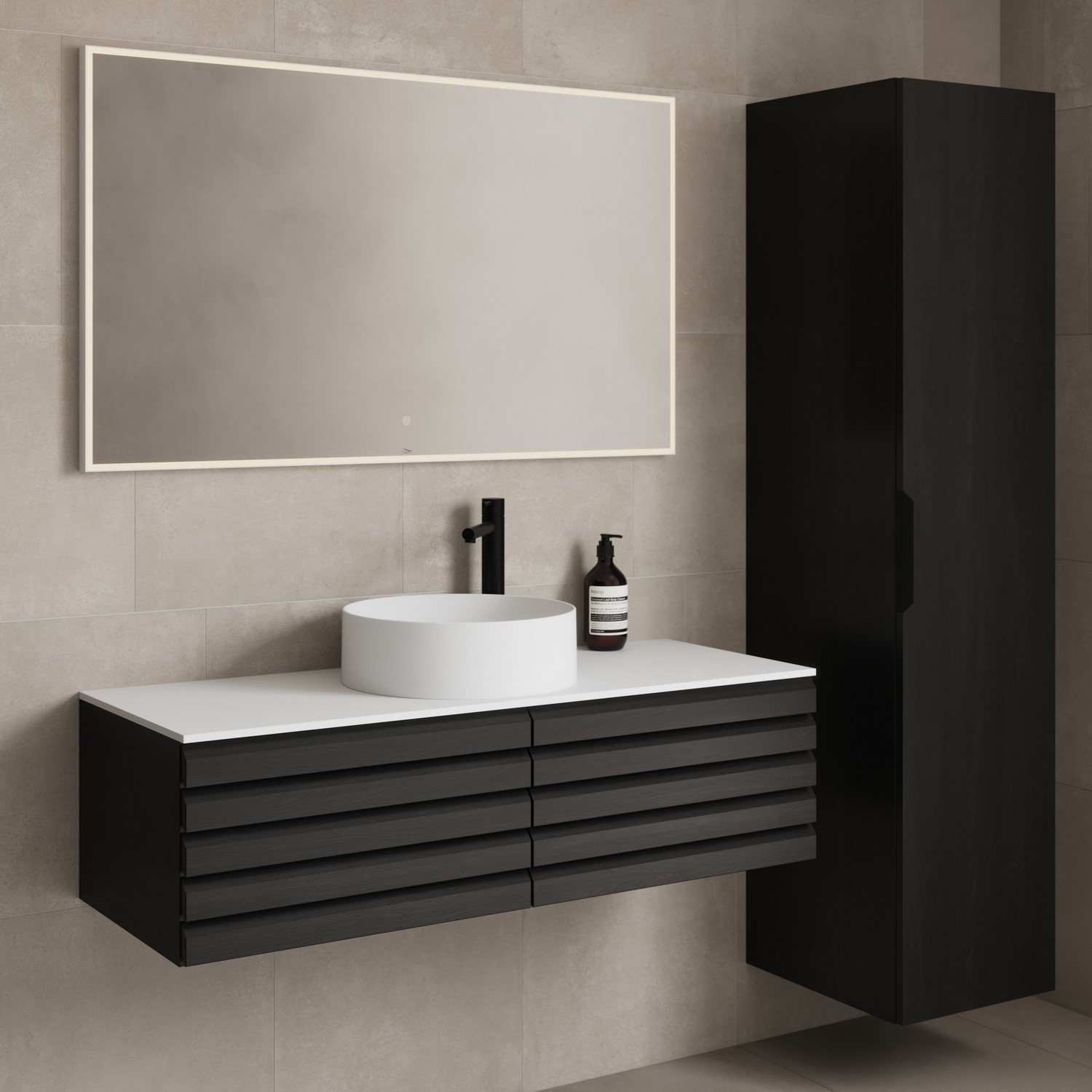 Speil Linn Bad Vange med Lysramme