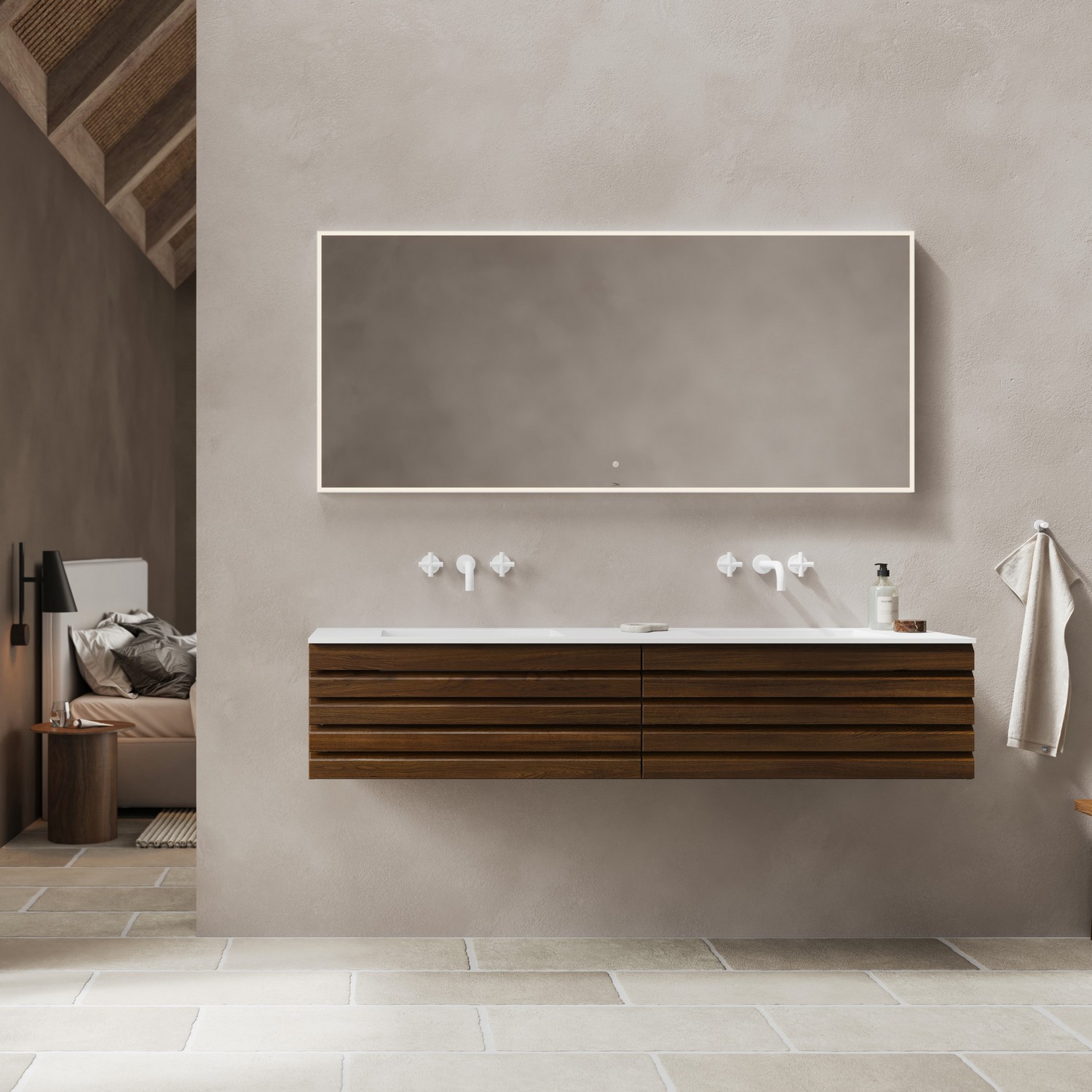 Servantskap Linn Bad Selma 160 cm 1 Dobbel Skuffer Eikestav