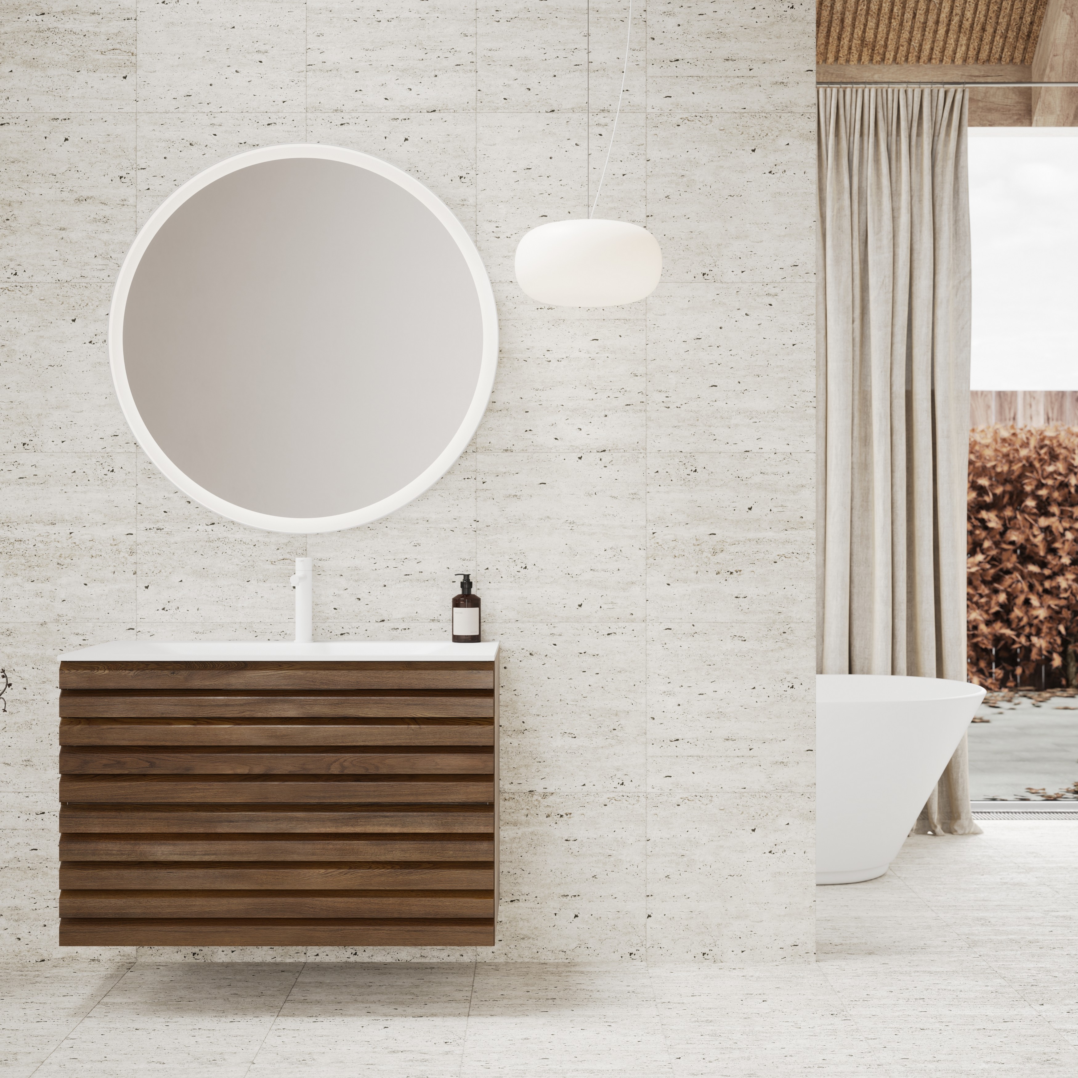 Servantskap Linn Bad Selma 120 cm Sentrert med 2 Skuffer Eikestav