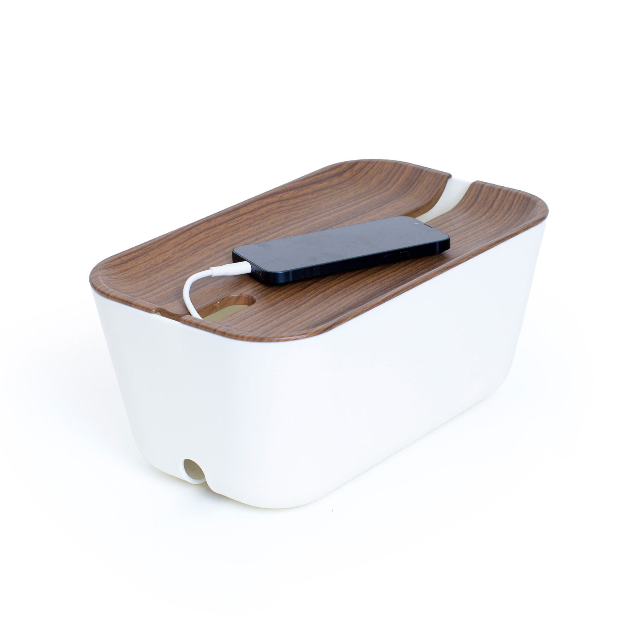 Kabellåda Bosign Medium Färg: Vit/Mörk trä