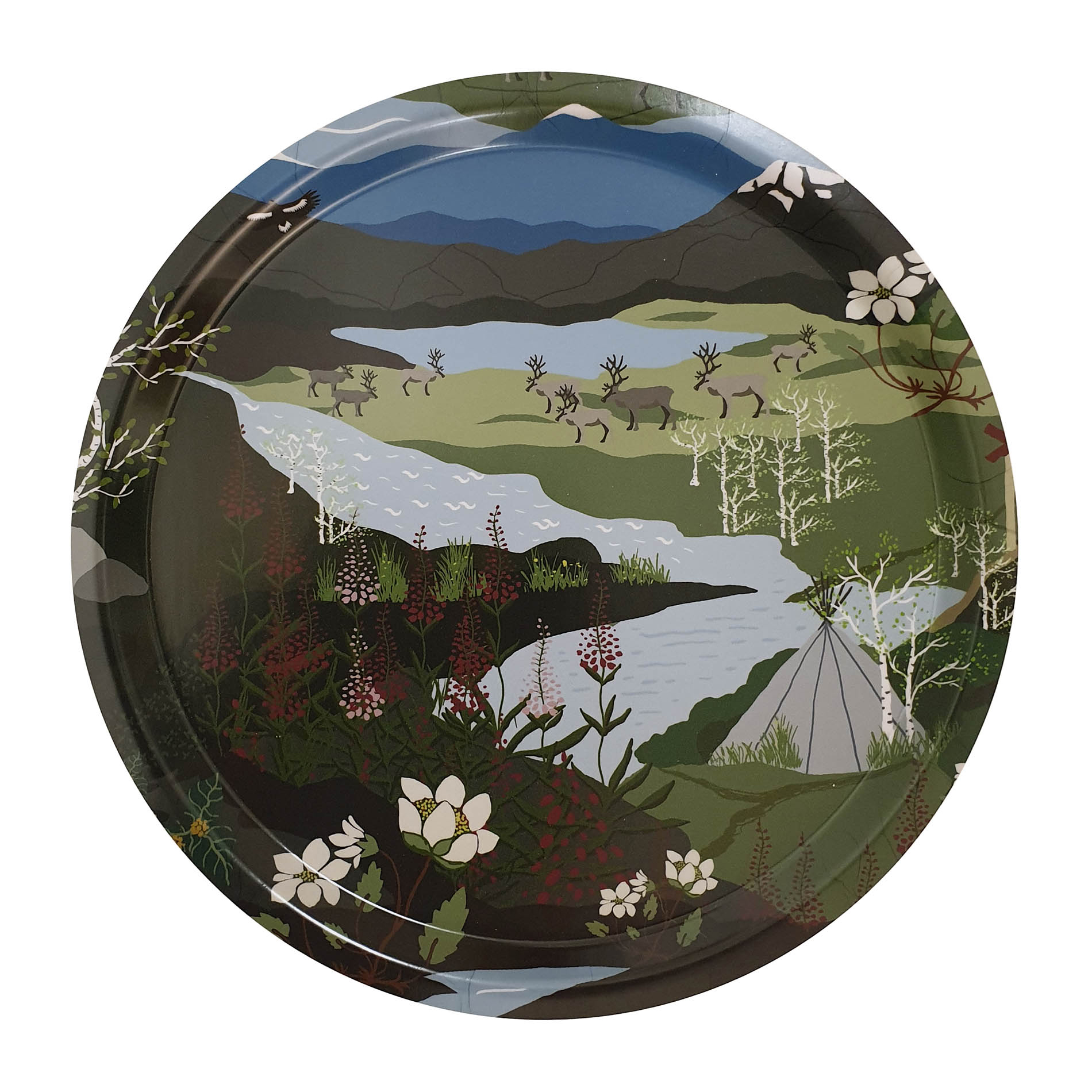 Bricka Arvidssons Textil Fjällvandring Rund Grön/Röd/Blå