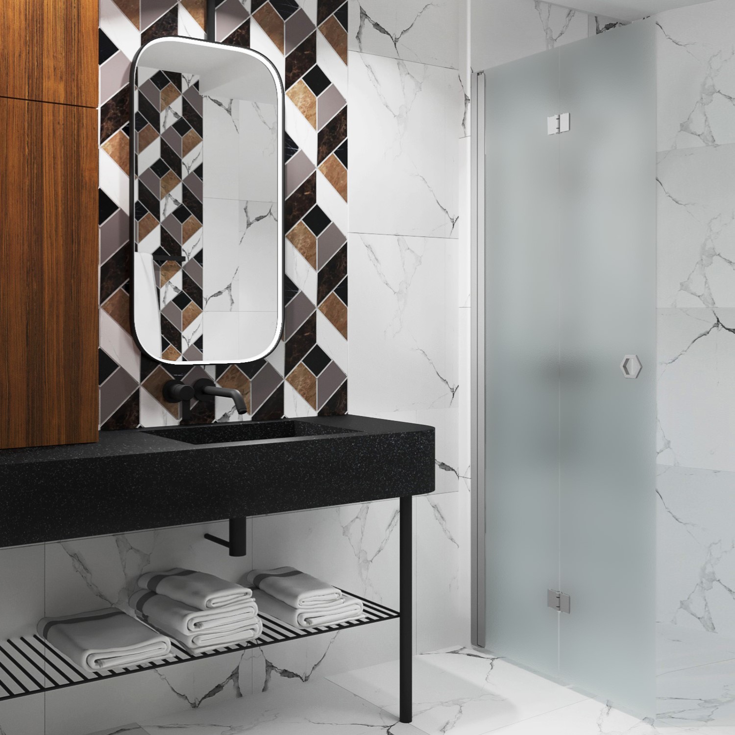 Duschdörr Hietakari Forma 303 Vikbar 585x2025 mm, Satin, Gråa Profiler