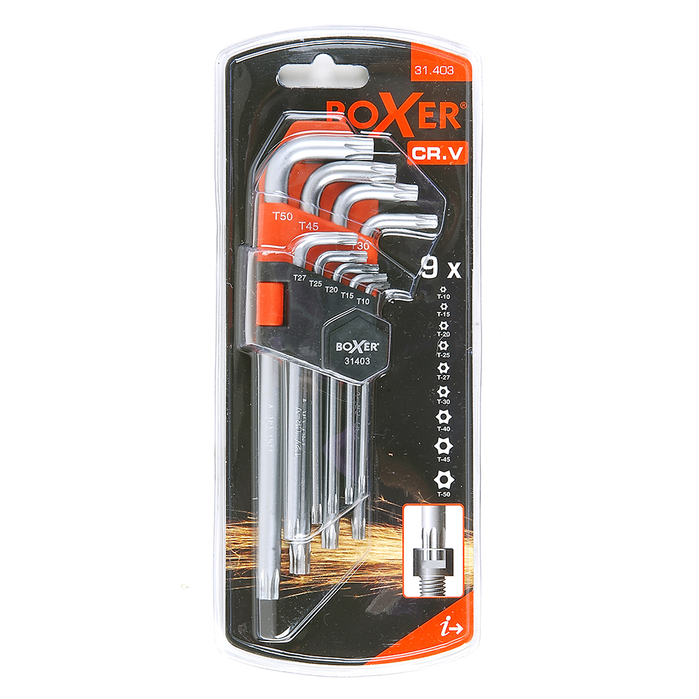 Nøkkelsett Torx Boxer 9-deler CrV-Stål