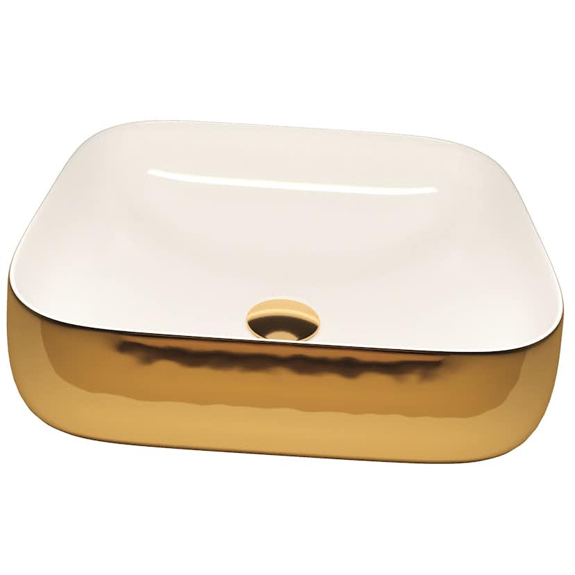 Tvättställ Badlyx Square 202 Bicolor 45x40 cm Guld/Vit - Installation/montering finns att köpa till