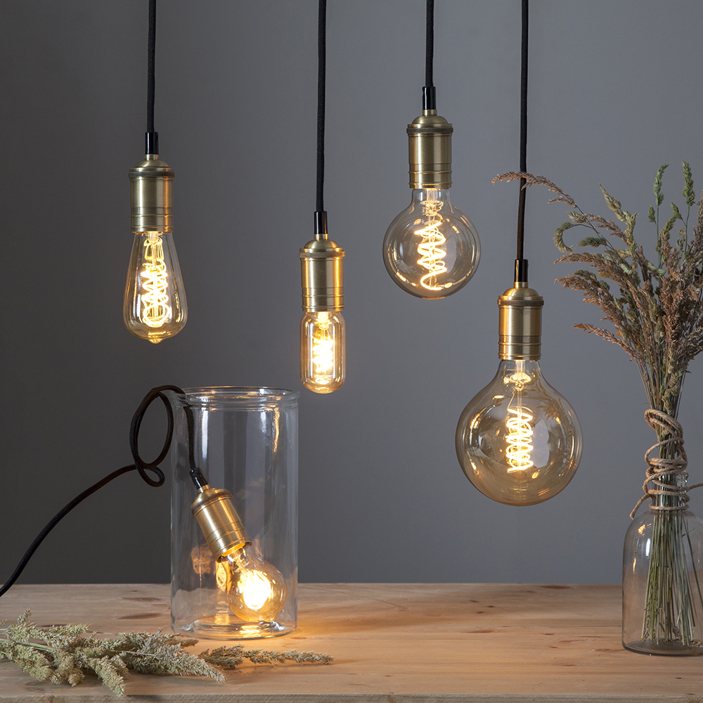 LED-Lampe Star Trading E27 G95 Decoled Spiral Amber Dimbar 3,2W