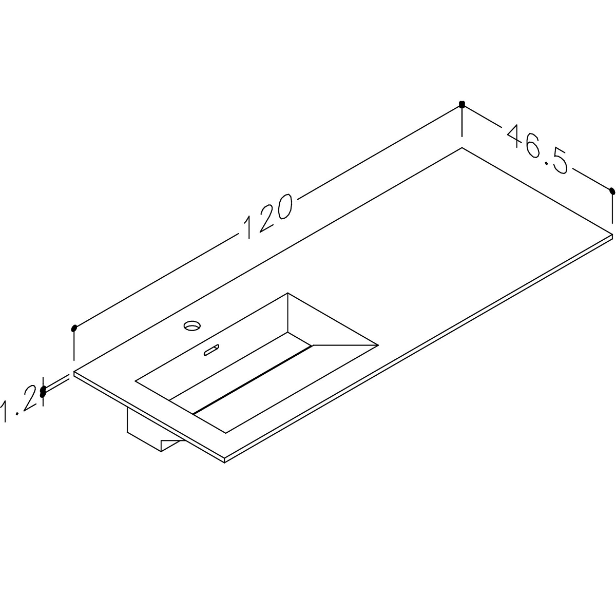 Servant Korsbakken Bad Corian 120 Venstre