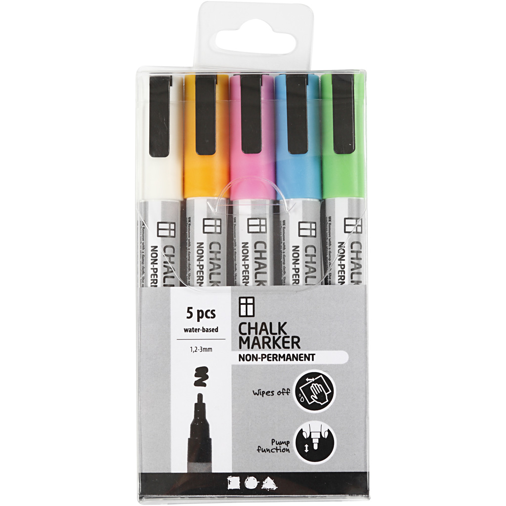 Kritt Tusj Creativ Company Chalk Markers Strek 1,2-3 mm 5 stk/1 Pk