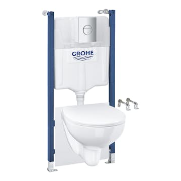 Komplett Toalettpaket Grohe Vägghängd Toalettstol Solido Set 5in1