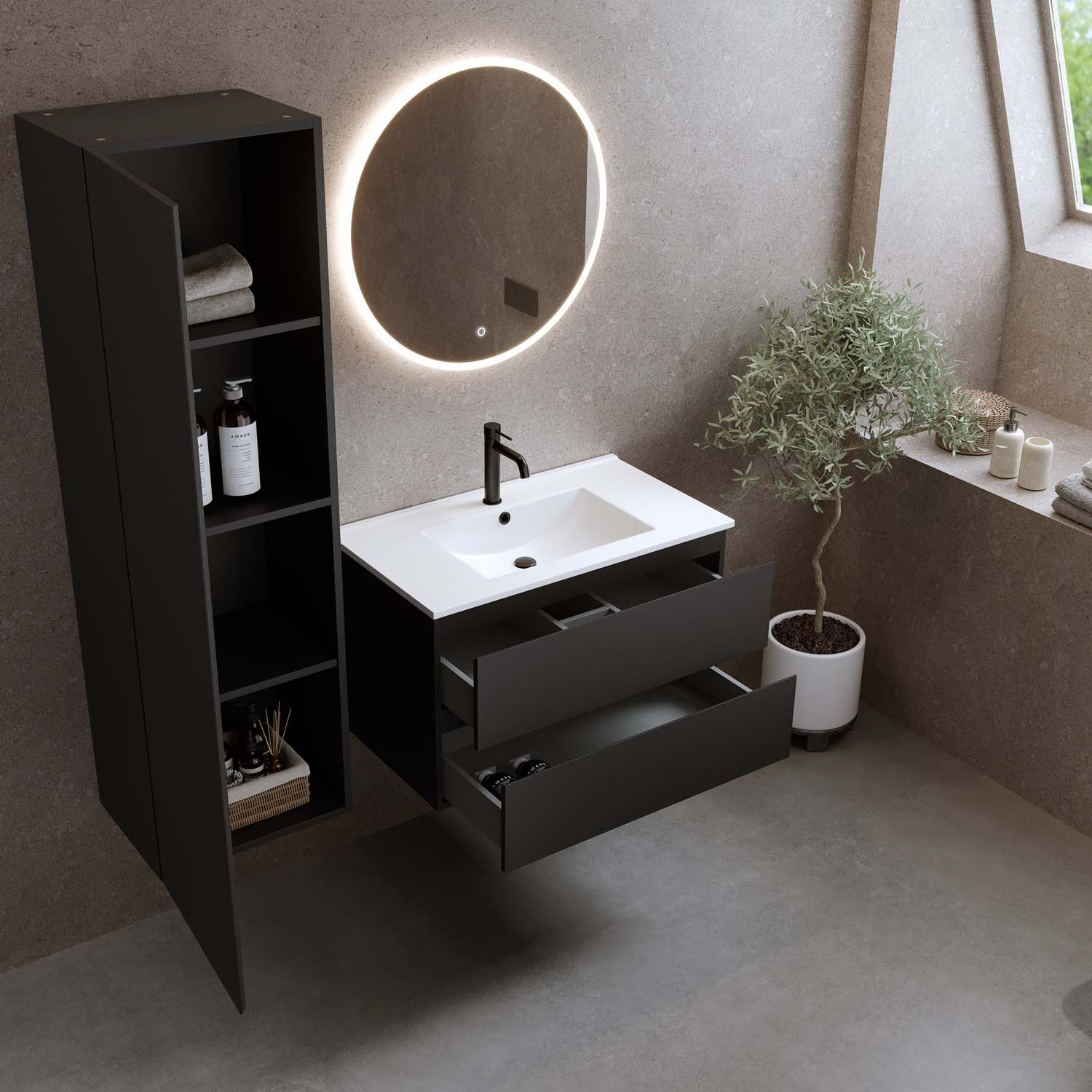 Tvättställsskåp Bathlife Eufori med Tvättställ