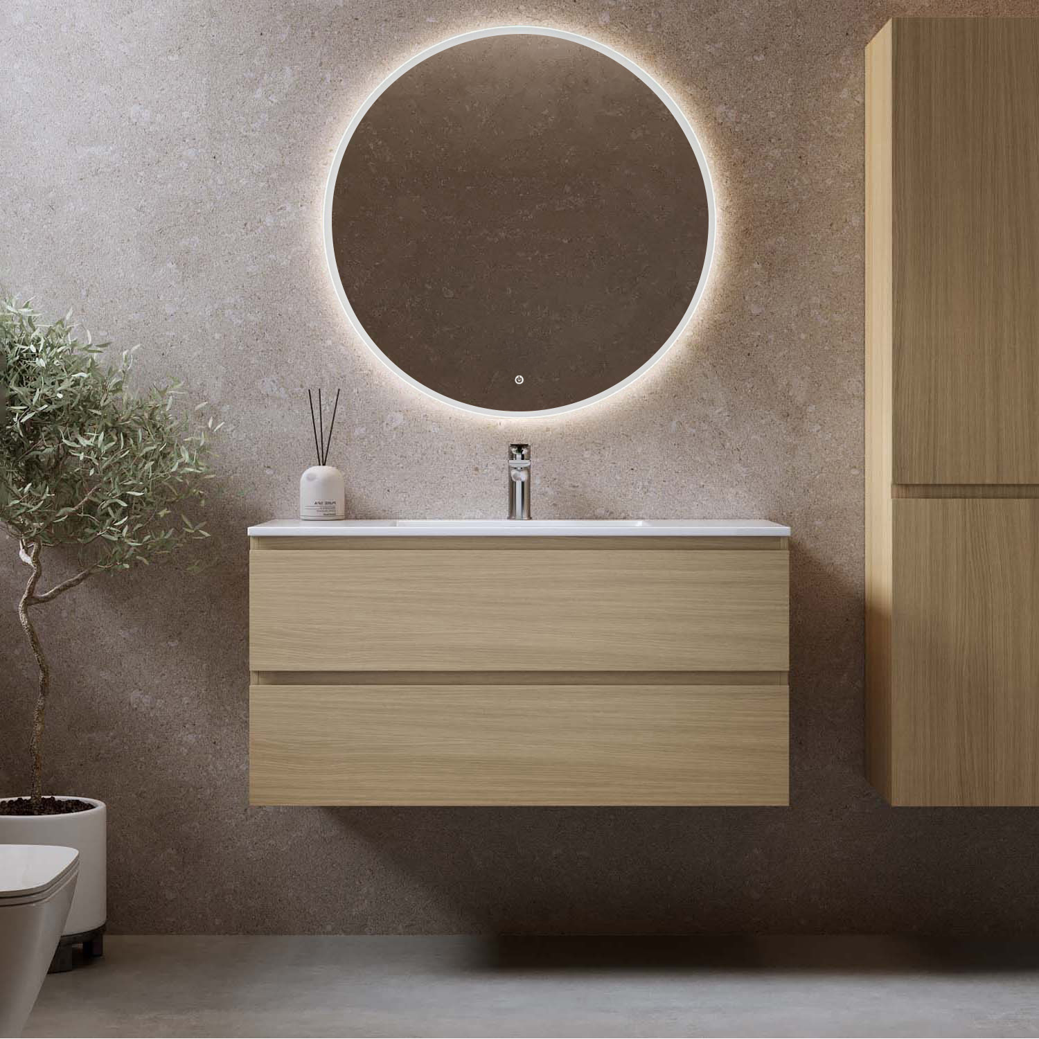 Tvättställsskåp Bathlife Eufori med Tvättställ och Spegel Skina | badrum - badrumsmobler - tvattstallsskap-och-kommod | KakelKungen