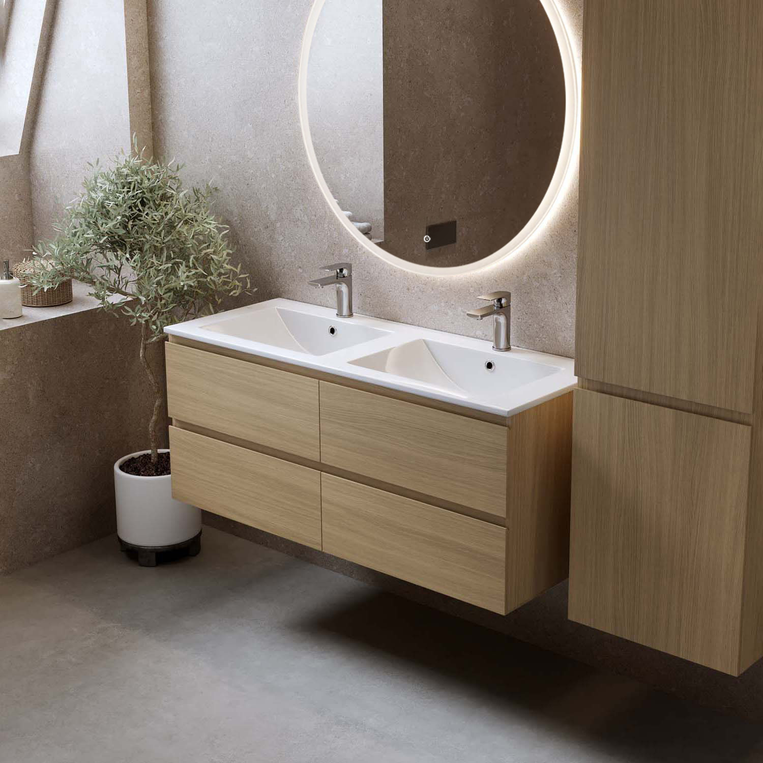 Tvättställsskåp Bathlife Eufori med Tvättställ och Spegel Skina