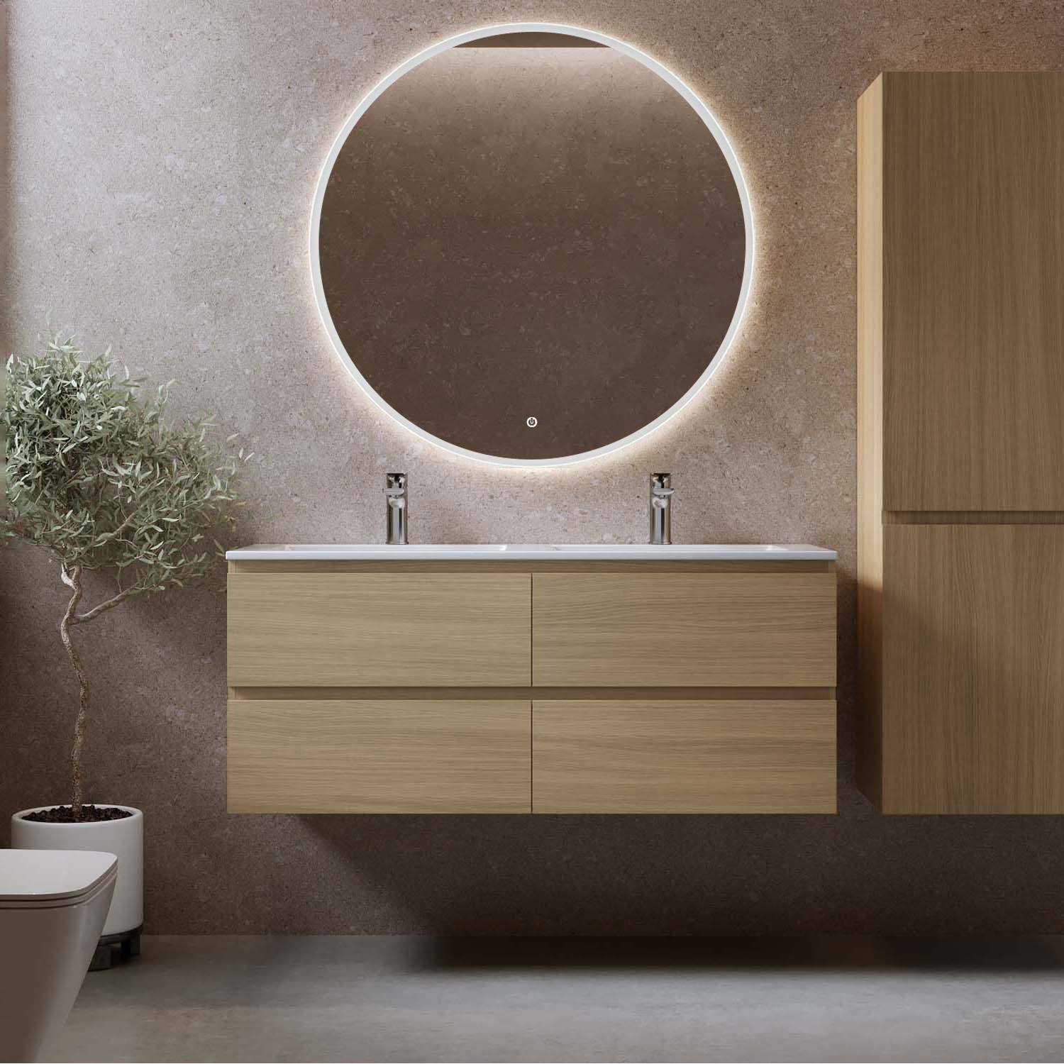 Tvättställsskåp Bathlife Eufori med Tvättställ och Spegel Skina