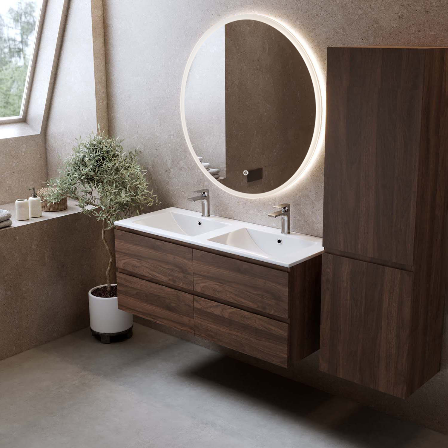 Tvättställsskåp Bathlife Eufori med Tvättställ och Spegel Skina