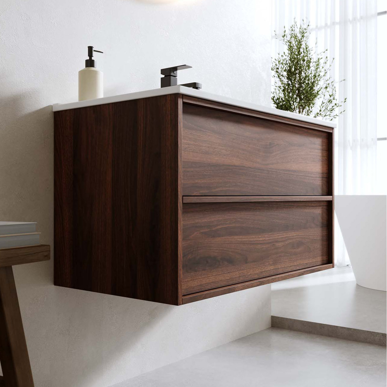 Tvättställsskåp Bathlife Charm med Tvättställ och Spegel Skina